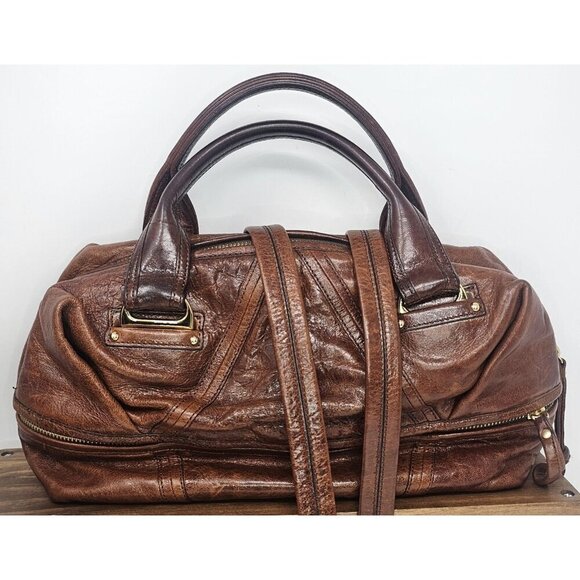 Kooba Handbags - Kooba Leather Hadley Satchel Brown Shoulder Bag Crossbody Y2K Excellent